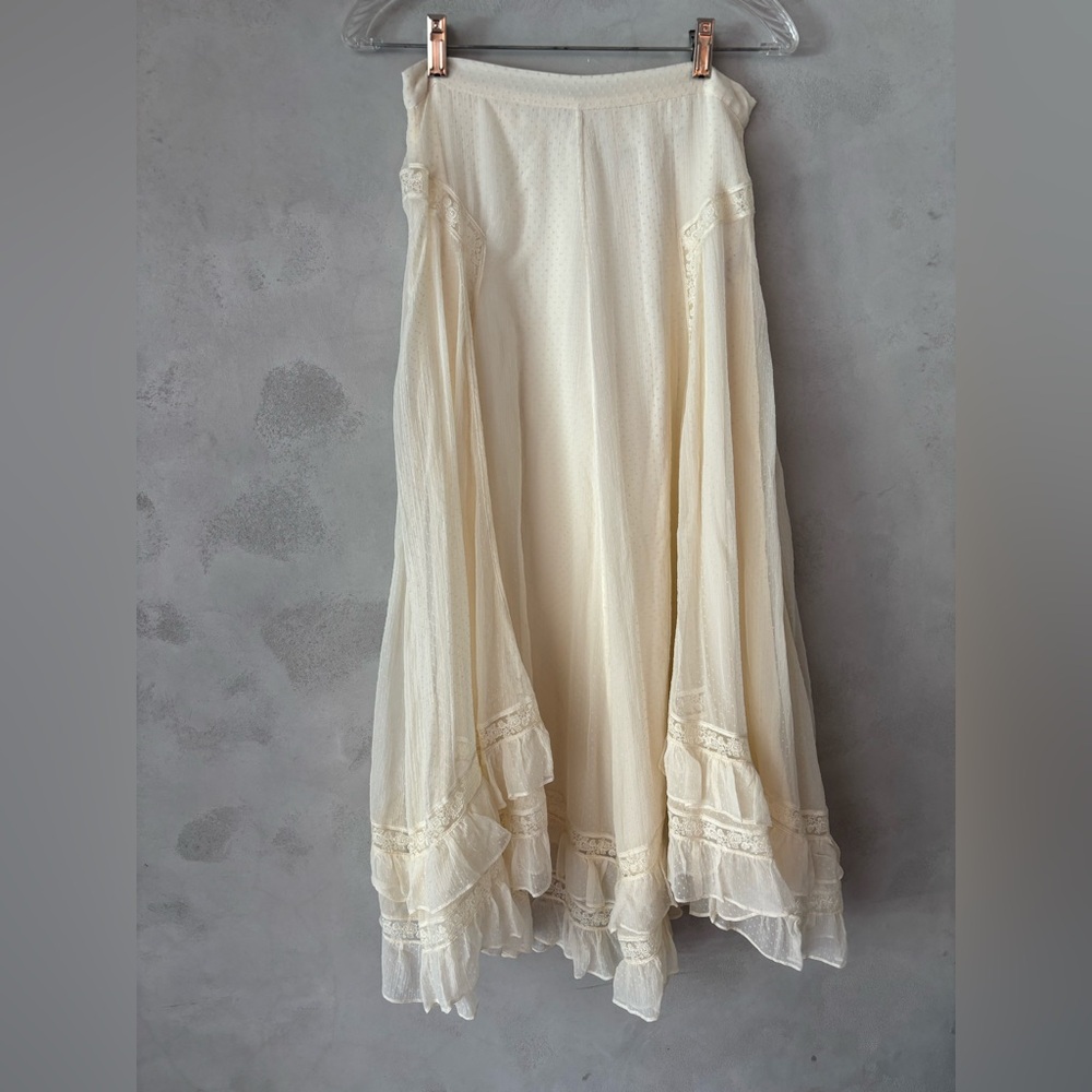 Zimmerman cream silk midi skirt, size 1, Like New!